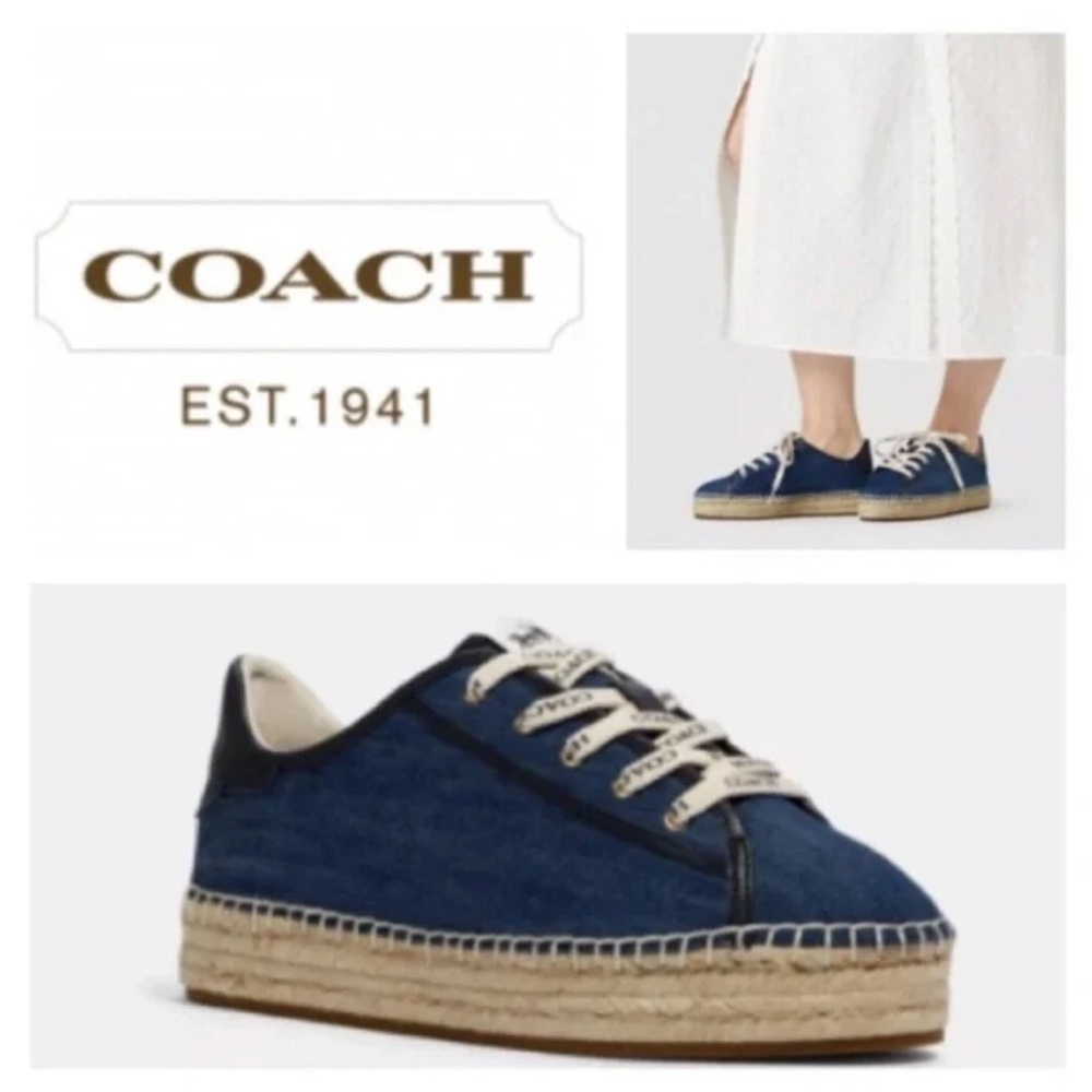 Coach Denim Blue Cate Espadrille Sneakers, size 8.5